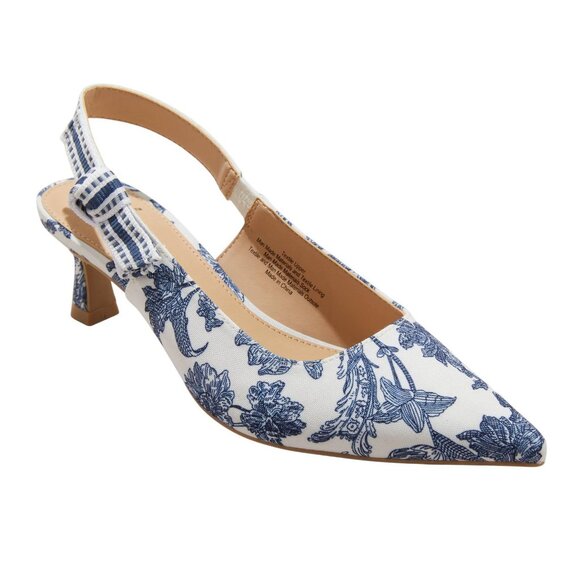 A New Day Womens Milan Floral Print Slingback Heels 93708032 Blue 6.5M - Picture 7 of 10